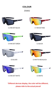 Detail view of polarized sports sunglasses ZS6802 in eight different color variations