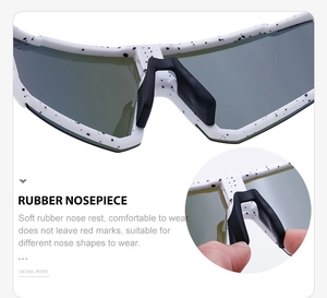 Detailed macro of the soft rubber nosepiece for enhanced comfort on sporty sunglasses