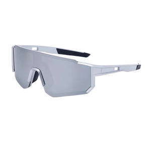Polarized sports sunglasses with silver mirror lens for cycling and mountain climbing