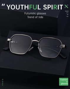 Detail view of silver polygonal metal frames with engraved model number 2A870 on the temple