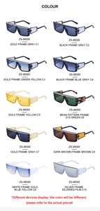 Grid display of steampunk square sunglasses in ten assorted color combinations