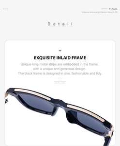 Detailed macro view of the gold metal inlay on high-quality black square sunglasses frames