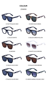 Collection of square frame sunglasses ZS98090 with hollow geometric metal temple details