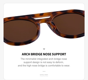 Detail of tortoiseshell steampunk sunglasses featuring a durable arch bridge nose support