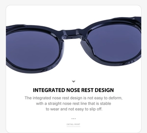Detail of integrated nose pads on black oval sunglasses for a stable non-slip fit