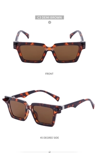Detail view of vintage tortoise square sunglasses with brown lenses and metal accents