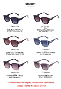 Collection de lunettes de soleil carrées œil de chat avec détails en métal doré en V