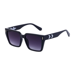 Vintage-Sonnenbrille mit quadratischem schwarzem Rahmen und lila Verlaufsgläsern