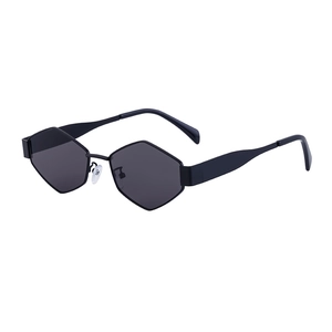 Lunettes de Soleil à Monture Métallique Irrégulière Mode Occidentale pour Femmes Branches Larges Polygone Géométrique UV400