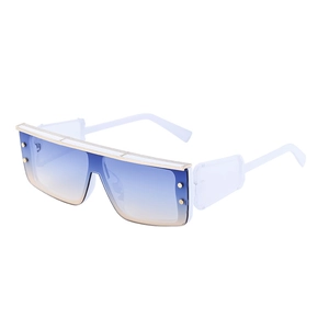 Cyberpunk Übergroße Eckige Sonnenbrille Für Damen Herren UV400 Einteilige Gläser Metallbesatz Punk Mode Brillen Party