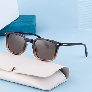 Vintage square frame sunglasses with gradient lenses and elegant gold arrow accents