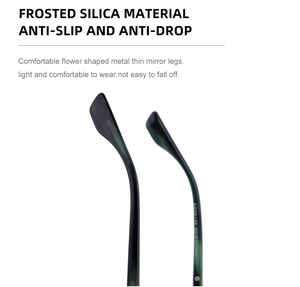 Détail des branches en métal avec motif floral et embouts en silicone mat antidérapants