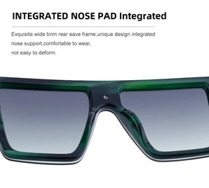 Détail des plaquettes intégrées sur lunettes de soleil punk à motif marbre vert