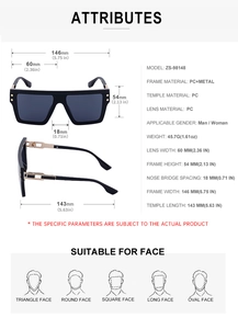 Tableau des tailles détaillé pour lunettes de soleil punk avec dimensions et spécifications