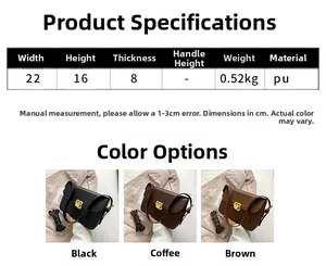 Detailed size specifications for the vintage PU leather crossbody bag 22x16x8cm