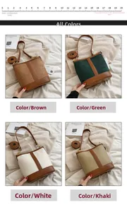 Detail showcasing bucket bag variants in textures like canvas and leather with metal hardware