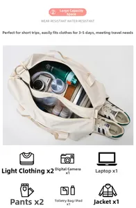 Top view of large travel bag showing interior capacity for shoes and clothes