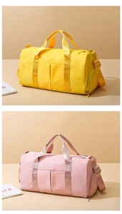 Dual-color large capacity travel bags featuring wet-dry separation and shoe compartment