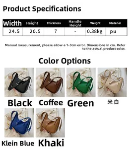 Detailed dimension guide and color selection for this stylish PU leather crossbody bag