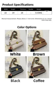 Spécifications de taille et choix de couleurs pour ce sac bandoulière vintage en cuir PU