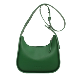 Minimalist green crescent hobo shoulder bag with adjustable strap and fashion lettering