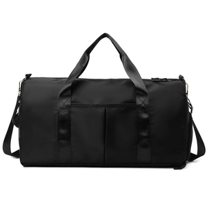 Large capacity black sports duffel bag for gym and travel with wet dry separation