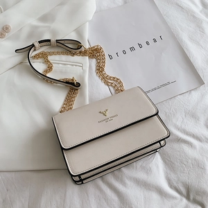 Women Crossbody Shoulder Bag PU Leather Metal Chain Deer Head Logo Small Square Fashion Korean Style Casual Versatile