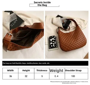 Size guide for a large quilted tote bag with measurements and capacity information