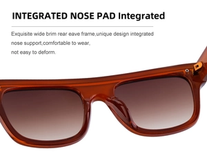 Detail of integrated nose pads on amber tortoiseshell sunglasses for comfort