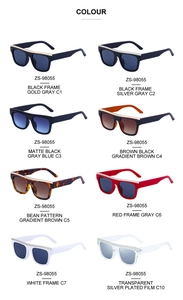 Detailed color palette showing eight stylish cat eye sunglasses with metal brow bar accents