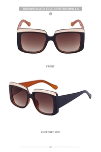 Détail des grandes lunettes de soleil carrées avec dégradé marron noir C4