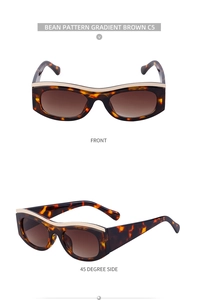 Front and side view of cat eye sunglasses with tortoise frame and brown gradient lenses