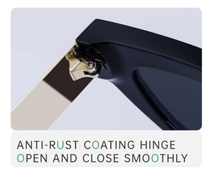Detail of durable rust-proof hinges and smooth metal joints on cat eye sunglasses