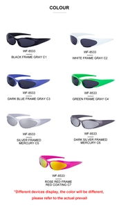 Detailansicht der WF-8533 Y2K Sportsonnenbrille in sieben Rahmen- und Glasfarben