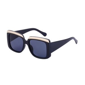 Lunettes de Soleil à Grand Cadre Carré à la Mode Pour Femmes Hommes Accents Métalliques Vintage Protection UV400 Lentille PC