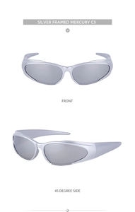 Detailsicht der Y2K Sport-Sonnenbrille in Silber-Finish mit verspiegelten Gläsern