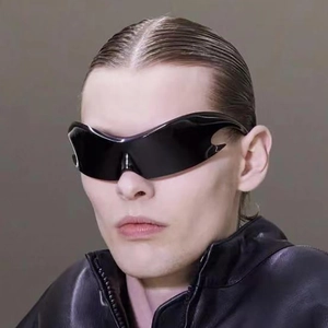 Y2K Millennium Sports Shield Sunglasses PC Frame Integrated UV400 Windproof Future Tech Style Fashion Eyewear Unisex