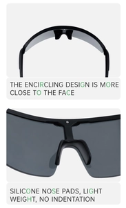 Détails de lunettes de soleil de sport noir mat avec plaquettes nasales en silicone