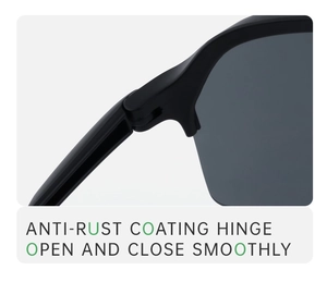 Détail des charnières antirouille sur lunettes de vélo Y2K montrant un mouvement fluide