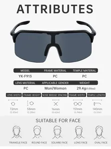 Tableau des tailles détaillé et spécifications des lunettes de soleil de sport Y2K