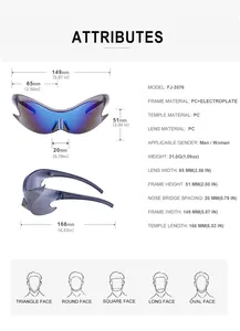 Detailed size chart for Y2K futuristic sunglasses with precise frame and lens measurements