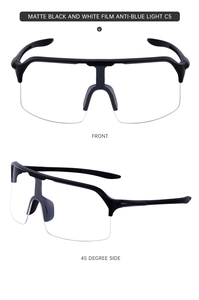 Vues détaillées de face et de profil des lunettes anti-lumière bleue noir mat C5