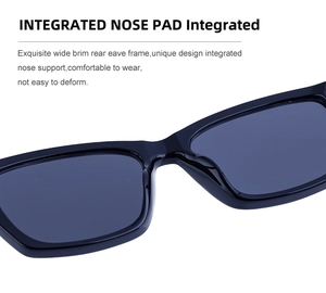 Détail des plaquettes de nez intégrées sur lunettes de soleil noires à monture carrée