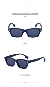 Détails de lunettes œil de chat noir mat avec charnières dorées sous plusieurs angles