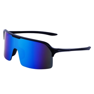 Lunettes de soleil de sport Y2K monture noir mat avec verres bleus pour le cyclisme