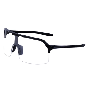 Lunettes de soleil de sport pour cyclisme avec grand cadre noir mat et verre clair