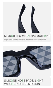 Detailed close-up of wide sunglasses temples and soft silicone nose pads
