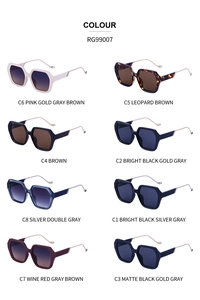 Variations de couleurs de lunettes de soleil hexagonales oversize en huit finitions stylées