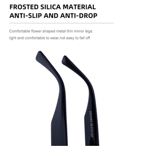 Detail of non-slip frosted silica temple tips for fashion cat eye sunglasses