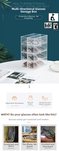 Detailed macro view of 4-tier clear acrylic storage box with 8 slots for eyewear